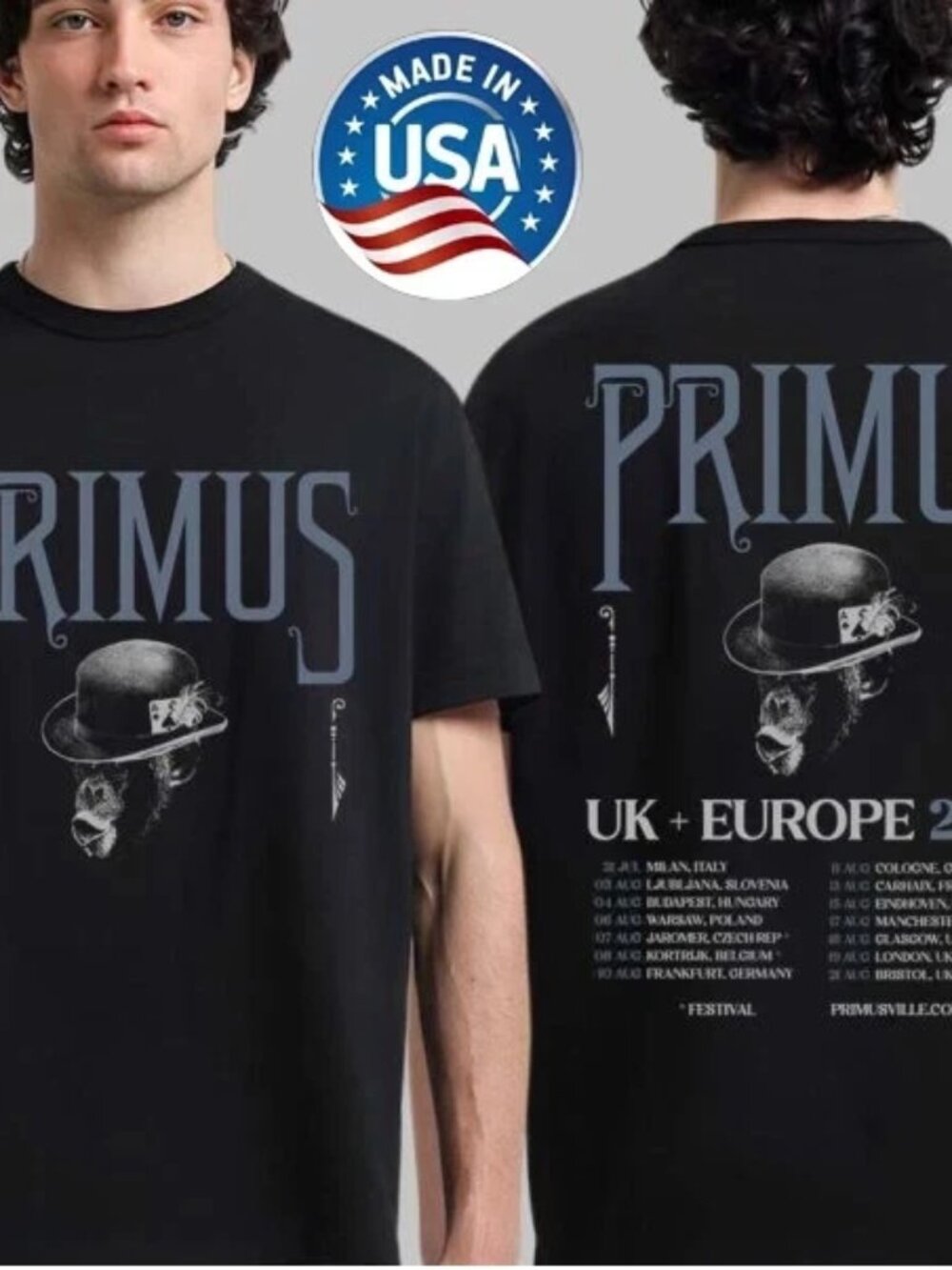 Primus UK And Europe 2026 Tour Schedule Dates Two Sided T-Shirt
